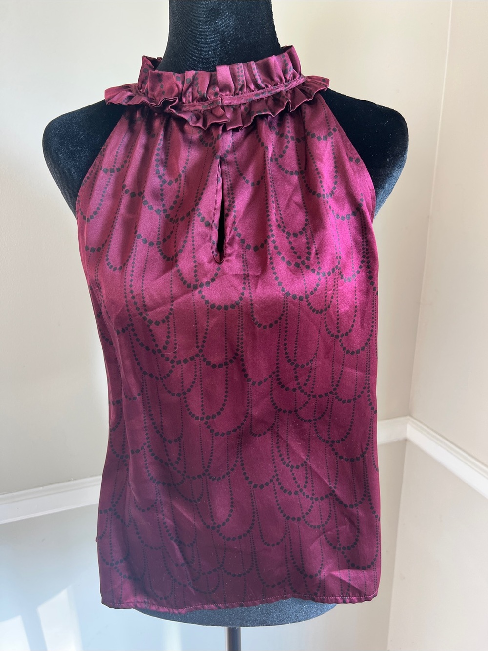 Banana Republic Burgundy Halter Ruffled Neck Blouse